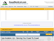 Tablet Screenshot of kauairentlist.com